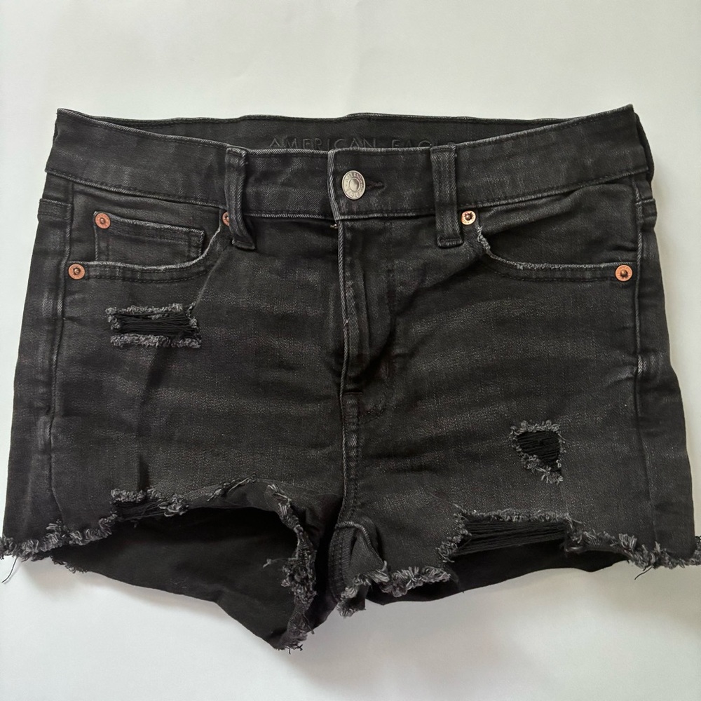 American Eagle Outfitters Charcoal Distressed Jean Shorts
